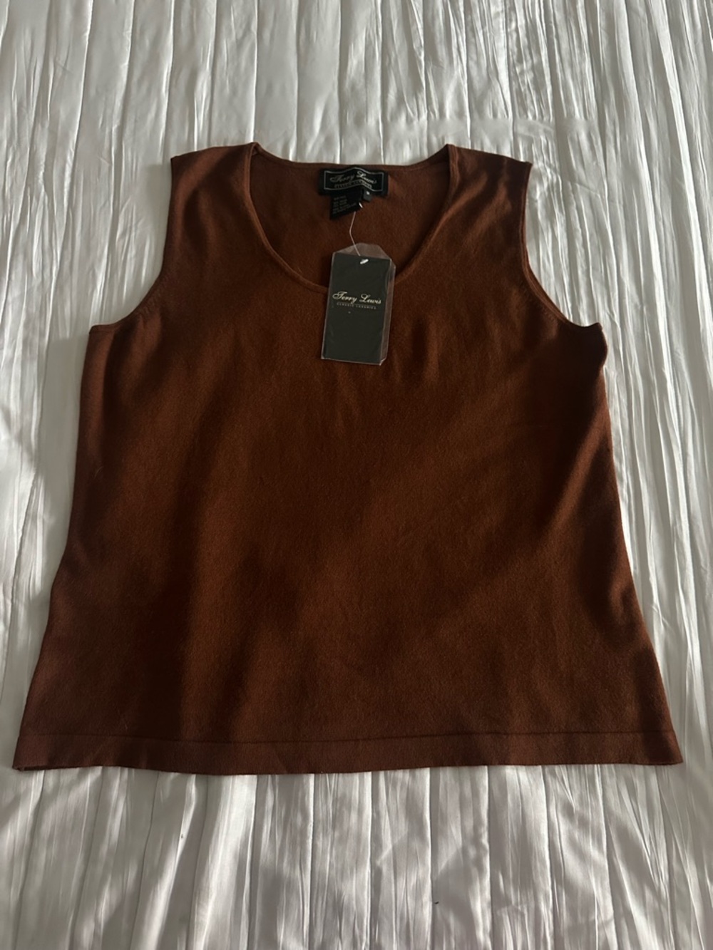 Cozy Scoop Neck Tank Top in Chocolate Brown by Terry Lewis